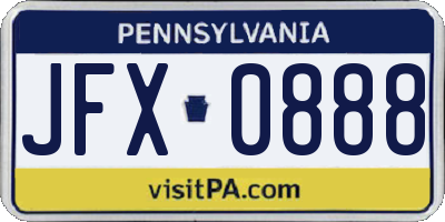 PA license plate JFX0888