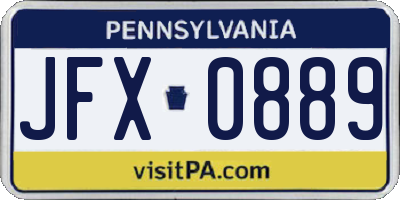 PA license plate JFX0889