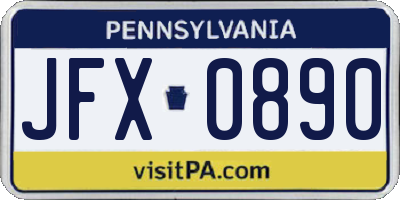 PA license plate JFX0890