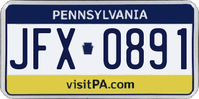 PA license plate JFX0891