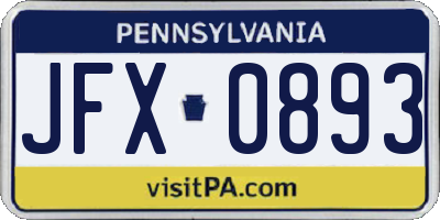 PA license plate JFX0893