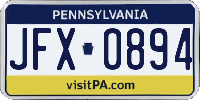 PA license plate JFX0894