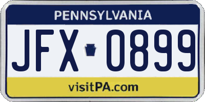 PA license plate JFX0899