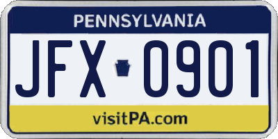 PA license plate JFX0901