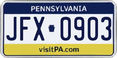 PA license plate JFX0903