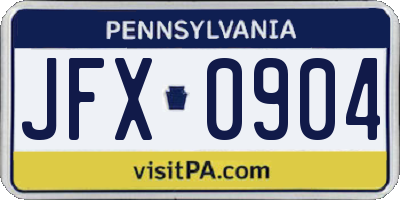 PA license plate JFX0904