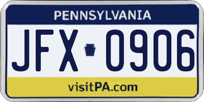 PA license plate JFX0906