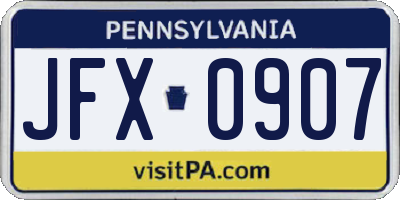 PA license plate JFX0907