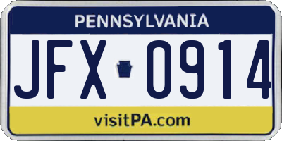 PA license plate JFX0914