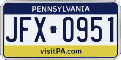 PA license plate JFX0951