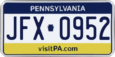 PA license plate JFX0952