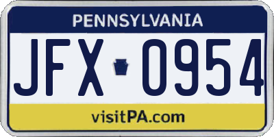 PA license plate JFX0954