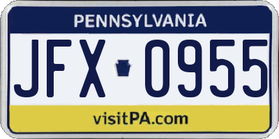 PA license plate JFX0955