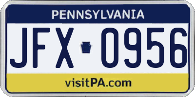 PA license plate JFX0956