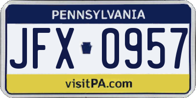 PA license plate JFX0957