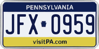 PA license plate JFX0959