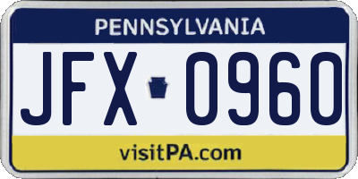 PA license plate JFX0960