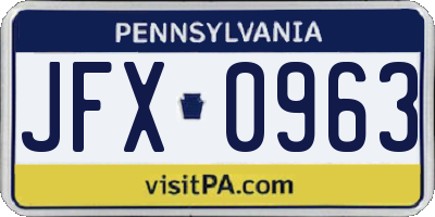 PA license plate JFX0963