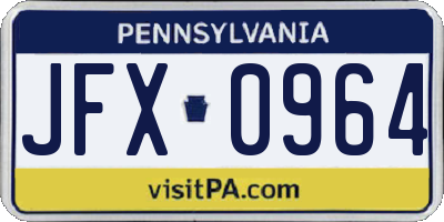 PA license plate JFX0964