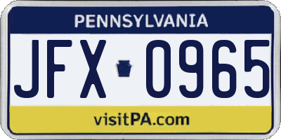 PA license plate JFX0965