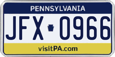 PA license plate JFX0966
