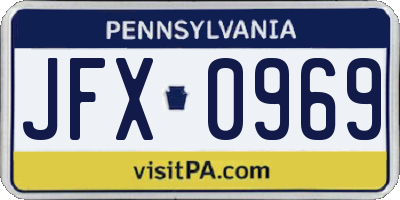 PA license plate JFX0969