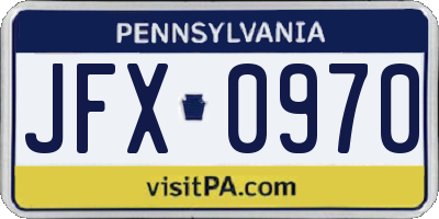 PA license plate JFX0970