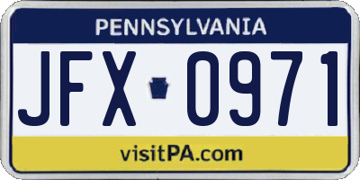 PA license plate JFX0971