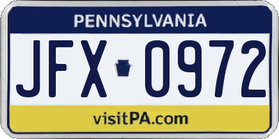 PA license plate JFX0972
