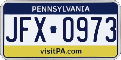 PA license plate JFX0973