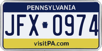 PA license plate JFX0974