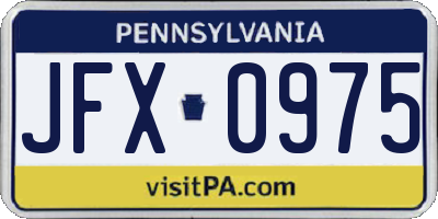 PA license plate JFX0975