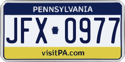 PA license plate JFX0977