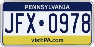 PA license plate JFX0978