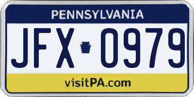 PA license plate JFX0979