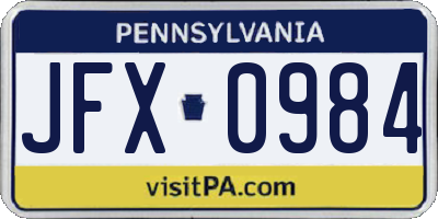 PA license plate JFX0984