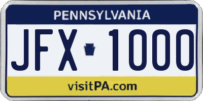 PA license plate JFX1000