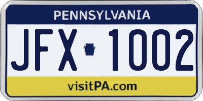 PA license plate JFX1002