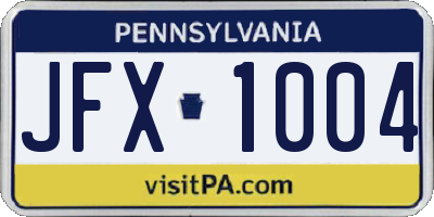 PA license plate JFX1004