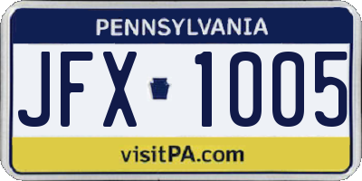 PA license plate JFX1005