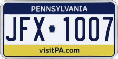 PA license plate JFX1007