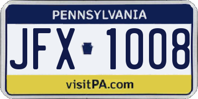 PA license plate JFX1008