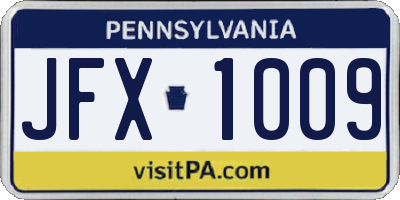 PA license plate JFX1009