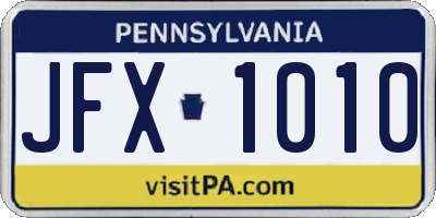 PA license plate JFX1010