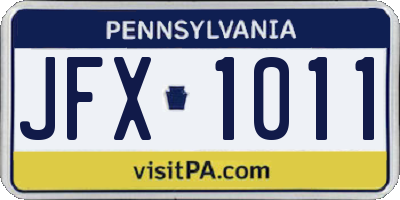 PA license plate JFX1011
