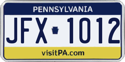 PA license plate JFX1012