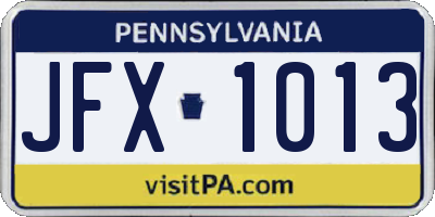 PA license plate JFX1013