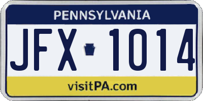 PA license plate JFX1014