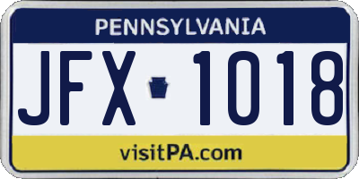 PA license plate JFX1018