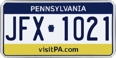 PA license plate JFX1021